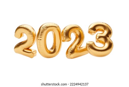 Balon Tahun Baru 2023 dengan latar belakang putih. Balon perayaan untuk tahun baru.