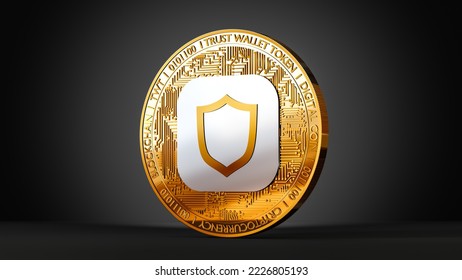 Premium Photo | Trust wallet token or twt silver coin 3d rendering tilted  left view cryptocurrency illustration cart