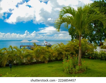 República Dominicana Marina En Samana Beach Clouds Boat Deck Flowers Holiday Travel