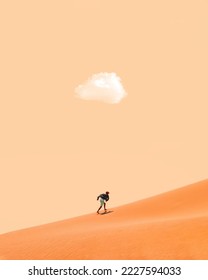 Alone walking in the desert