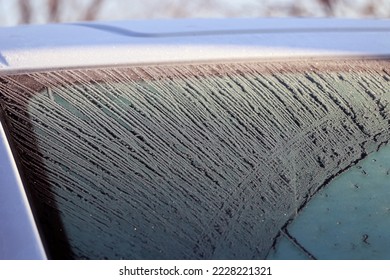11.19.2022 wroclaw, poland, Frosted car windows on a winter morning in the parking lot.