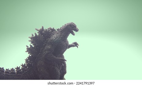 Prehistoric monster isolated on a light green gradient background