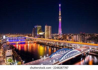 Widok nocny z Tokyo Sky Tree