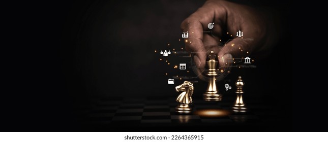 Pilih sendiri konsep pertarungan catur raja yang menantang atau pemain tim atau tim bisnis dan strategi kepemimpinan atau perencanaan strategis dan manajemen risiko organisasi sumber daya manusia.