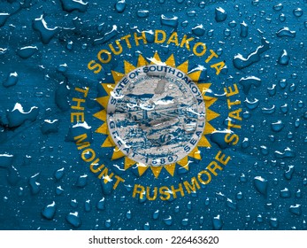 flag of South Dakota with rain drops