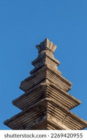 Under the blue sky, the magnificent Jungwon Tappyeong-ri 7-story Stone Pagoda (Central Tower) was captured