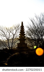 Under the blue sky, the magnificent Jungwon Tappyeong-ri 7-story Stone Pagoda (Central Tower) was captured.

Black and White.
