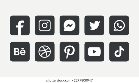 social media icons black and white transparent