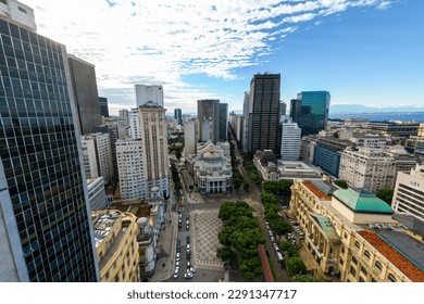 Vue aérienne du centre-ville de Rio de Janeiro avec le théâtre municipal