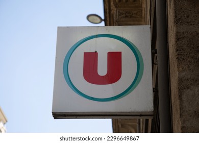 Super U Bem-vindo Texto Francês E Sinal De Logotipo De Marca Do