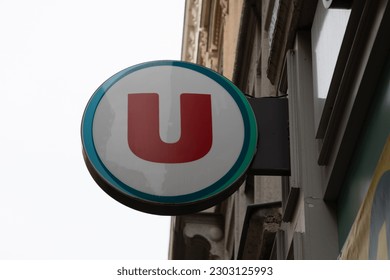 Super U Bem-vindo Texto Francês E Sinal De Logotipo De Marca Do