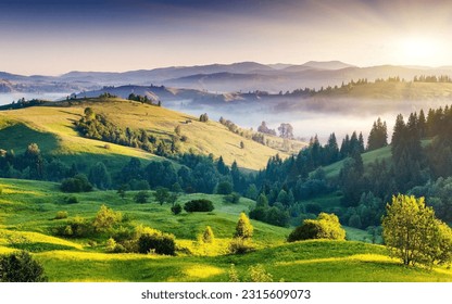Città di montagna al mattino