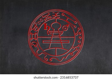 Pizarra con el sello de Salomón de Goetia dibujado en el medio.