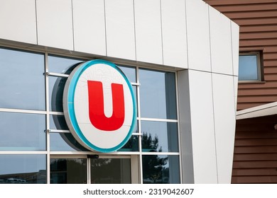 Super U Bem-vindo Texto Francês E Sinal De Logotipo De Marca Do