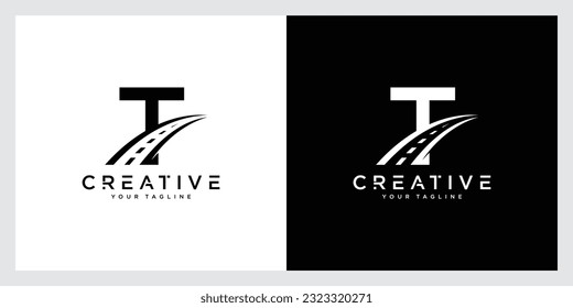 Premium Vector | Black and white logo with the letter t on a black  background