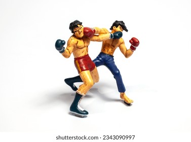 boxer fighting toy on white background