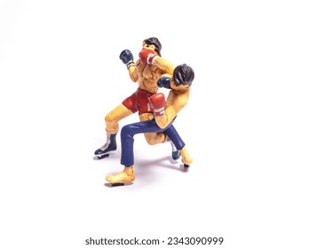 boxer fighting toy on white background