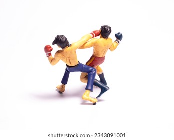 boxer fighting toy on white background