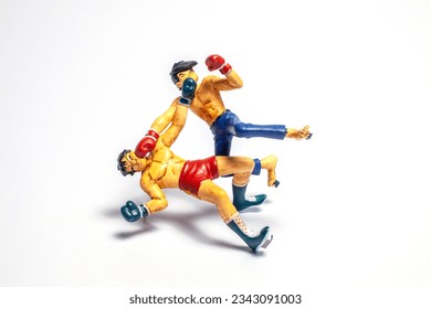 boxer fighting toy on white background
