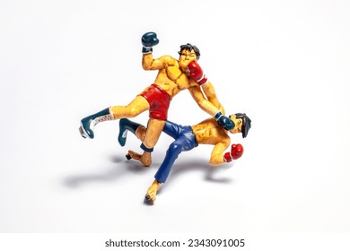 boxer fighting toy on white background