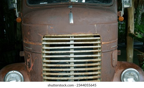 A front view of old vintage car for your text, classic stlye concept.
