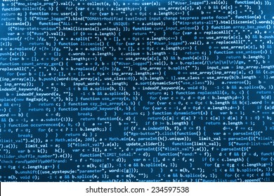 ソフトウェア開発者のプログラミング コード。コンピューター スクリプト コードを抽象化します。青色。(私のギャラリーでもっと似ています)