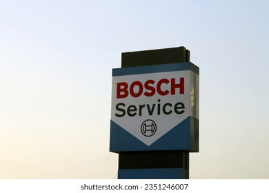 Isolated Blue Red Logo Lettering of Bosch Car Service Against Cloudless  Blue Sky Editorial Stock Photo - Image of dealership, business: 167082868