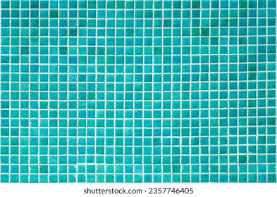 Texture di un muro ricoperto di mosaico di piastrelle decorative color mattone color turchese. Sfondo astratto per il design.