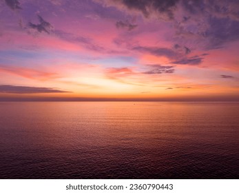 Aerial view sunset sky over sea,Nature Light Sunset or sunrise over ocean,Colorful dramatic scenery sky, Amazing clouds and waves in sunset sky beautiful light nature background