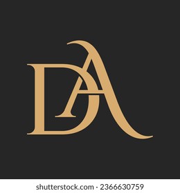 A&D Initial logo. Ornament gold Stock Vector