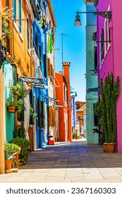Very Colorful Row Houses in Venice Italy