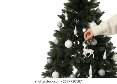 PNG, Süslenmiş Noel ağacı, beyaz arka planda izole edilmiş