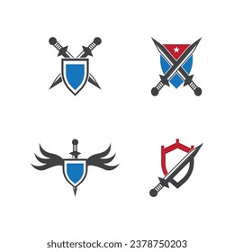 conceito de logotipo de espada geométrica para elemento de design gráfico  de jogo, espada de fogo e gelo 8976556 Vetor no Vecteezy