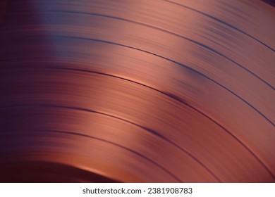 Sound Tracks op engem Vinyl rosa Rekord Closeup Makro Foto