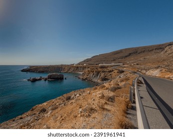 Coastal road nerby Kalo Nero, Lasithi Crete Greece