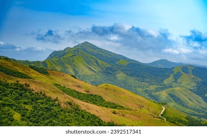 Prekrasan rt brda u Chikmagalur Baba Budangiri brdima blizu vodopada Manikyadhara, Karnataka