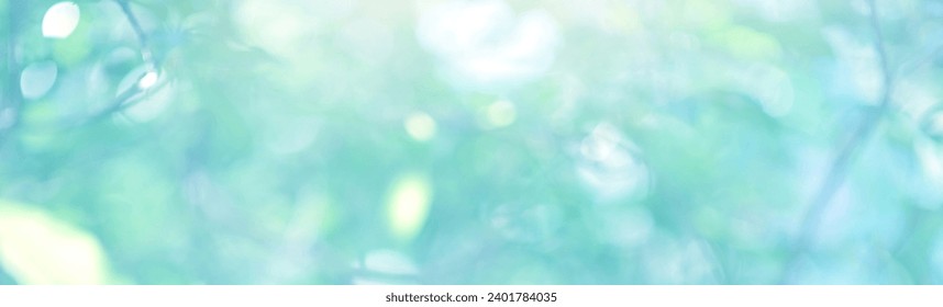 Latar belakang Daun Pudina Hijau. Daun kabur dan bokeh bulat. Kertas dinding abstrak untuk latar belakang dan reka bentuk.