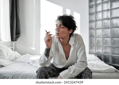 young tired man is in depression, close up portrait. guy is in stressful situation. depressant