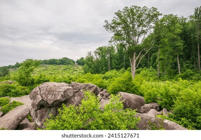 The Devil's Den di Gettysburg National Military Park, American Civil War Battlefield, di Gettysburg, Pennsylvania, Amerika Syarikat