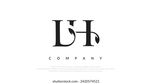 Lh letter initial with lion royal logo template Vector Image