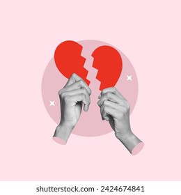 gebrochenes Herz, Hand mit Herz, Herz aus Papier, Scheidung, Trennung, Untreue, Single, emotionale Wunden, schlimme Trennung, Trennung von Freunden, Trennung von der Familie, Trennung des Freundes, Ehemänner, Frauen, Teenager