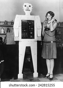 Mr. Televox, was designed by Westinghouse to promote an early remote control switching device, the Televox. The robot was actually a cardboard cutout placed in front of the Televox box.