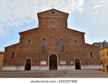 external facade of the cathedral of Faenza, Emilia Romagna, Italy