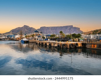 V and A Waterfront and Cape Town city with the table mountain in the background, Cape Town, South Africa