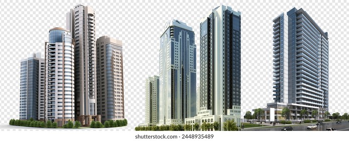3d building real estate on transparent background