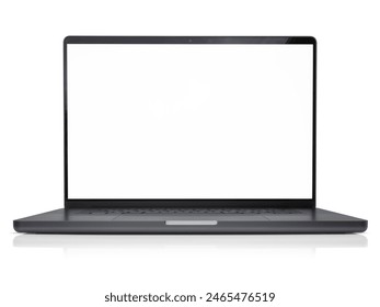 Laptop or notebook blank screen  isolated with clipping path on white background.