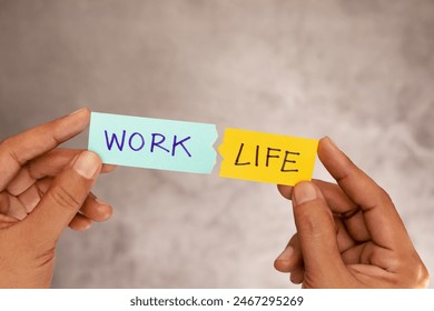 Work Life Balance Copceptual Photo, Hand try to Connect 2 Words, to Balancing a Life