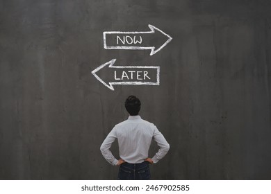 priority, now vs later choice, procrastination concept, postpone task in to do list