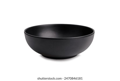 schwarze leere Schüssel auf weißem Schwarzgrund
