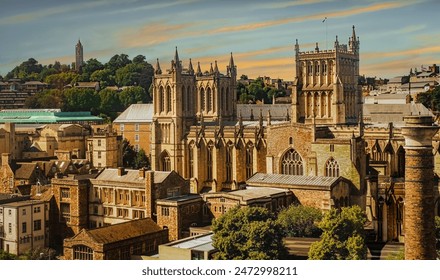 View of central Bristol, England, on summer day